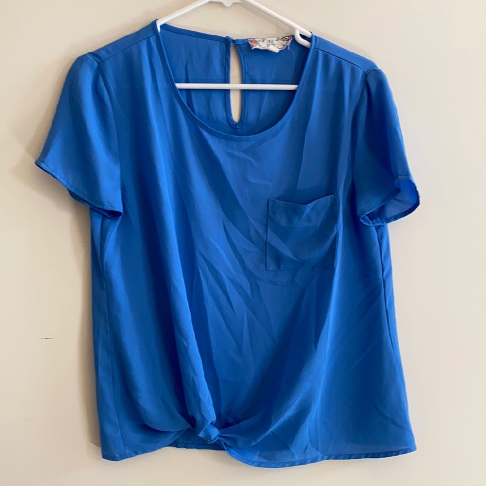 Blue short sleeve blouse
